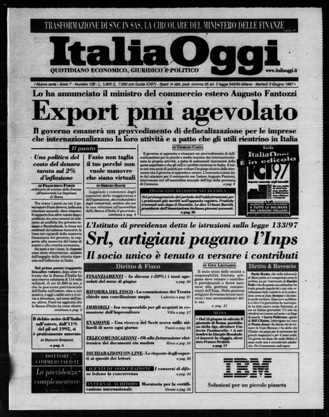 Italia oggi : quotidiano di economia finanza e politica